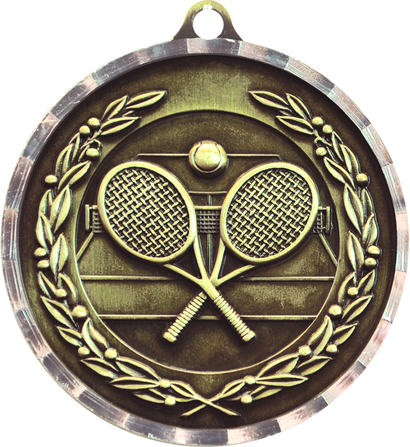 Gold Diamond Cut Tennis Medal