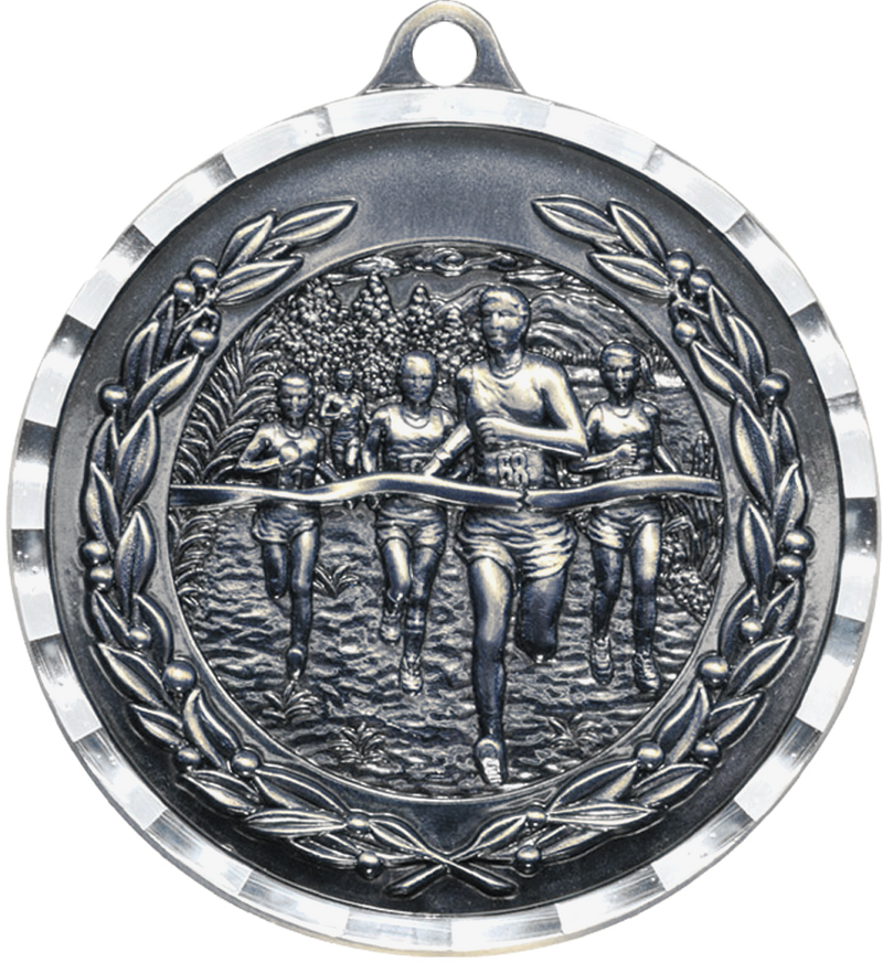 Silver Diamond Cut Cross Country Medal