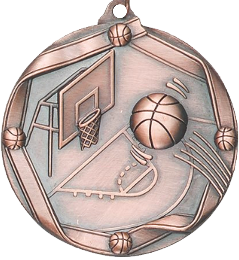 Bronze Die Cast Basketball Medal
