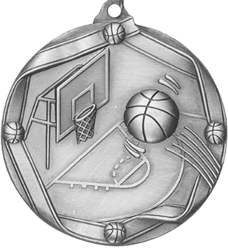 Silver Die Cast Basketball Medal