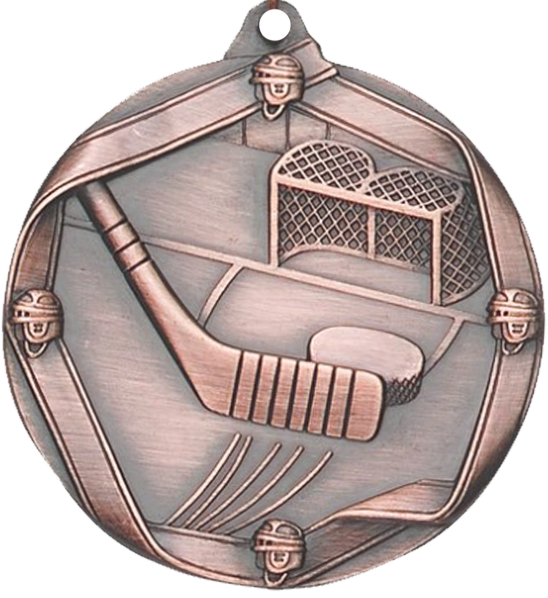 Bronze Die Cast Hockey Medal