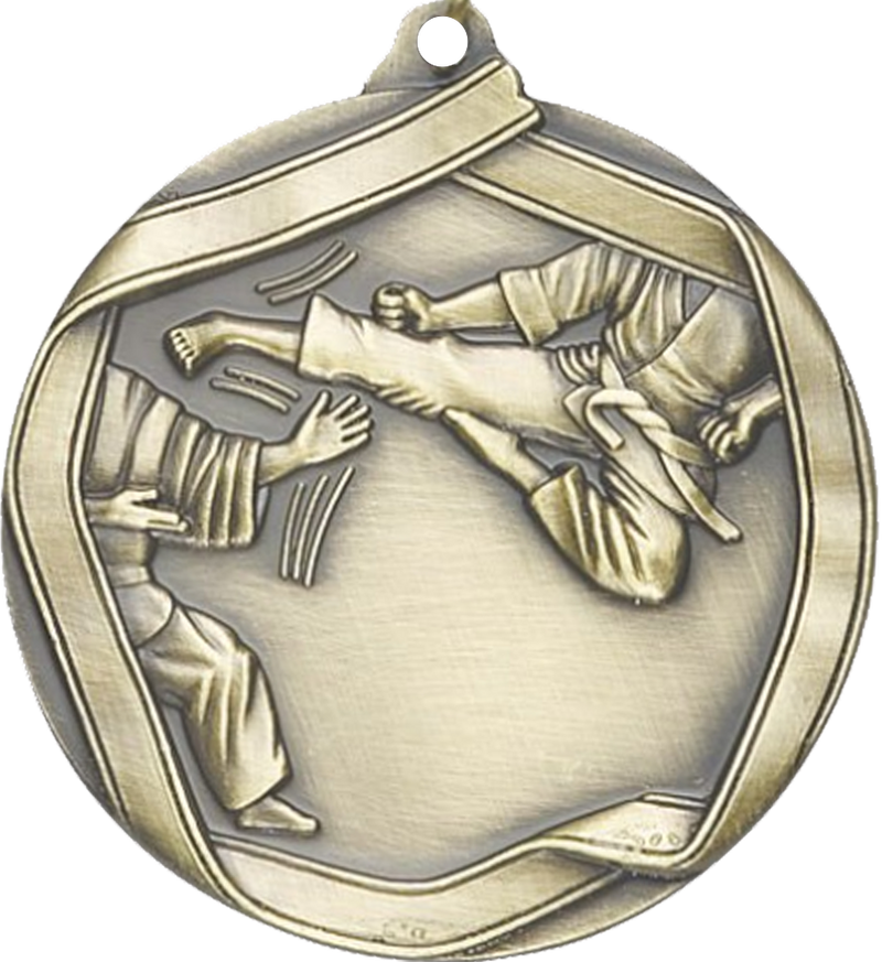 Gold Die Cast Karate Medal