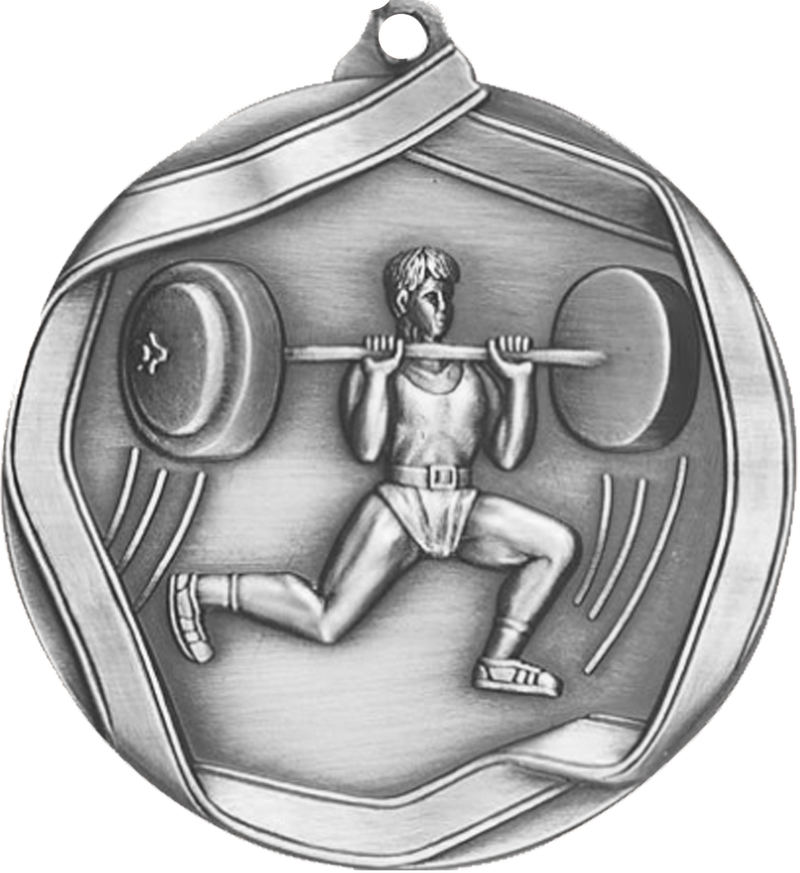 Silver Die Cast Weightlifting Medal