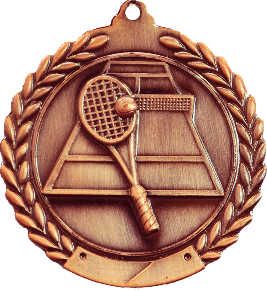 Bronze 2.75" Wreath Tennis Medal