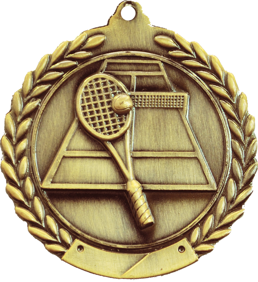 Gold 2.75" Wreath Tennis Medal