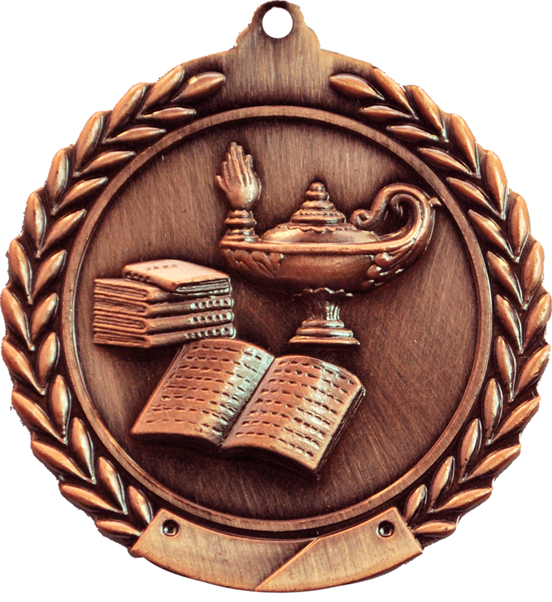 Bronze Cheap Wreath Lamp of Knowledge Medal