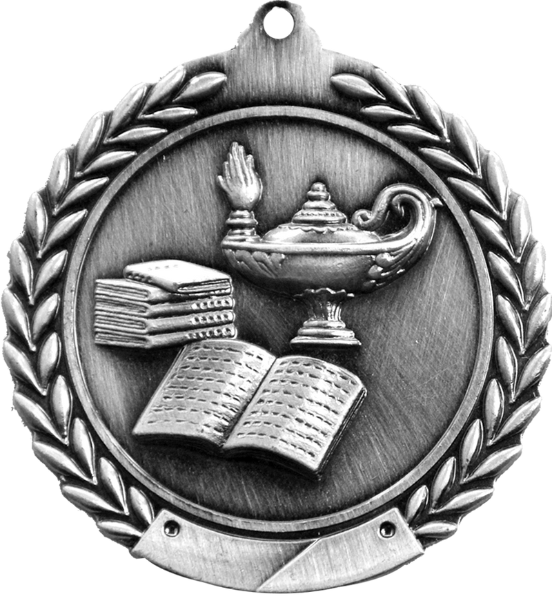 Silver Cheap Wreath Lamp of Knowledge Medal