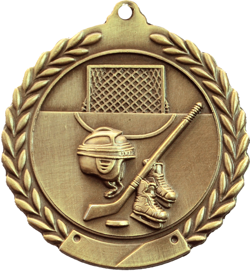 Gold 2.75" Wreath Hockey Medal
