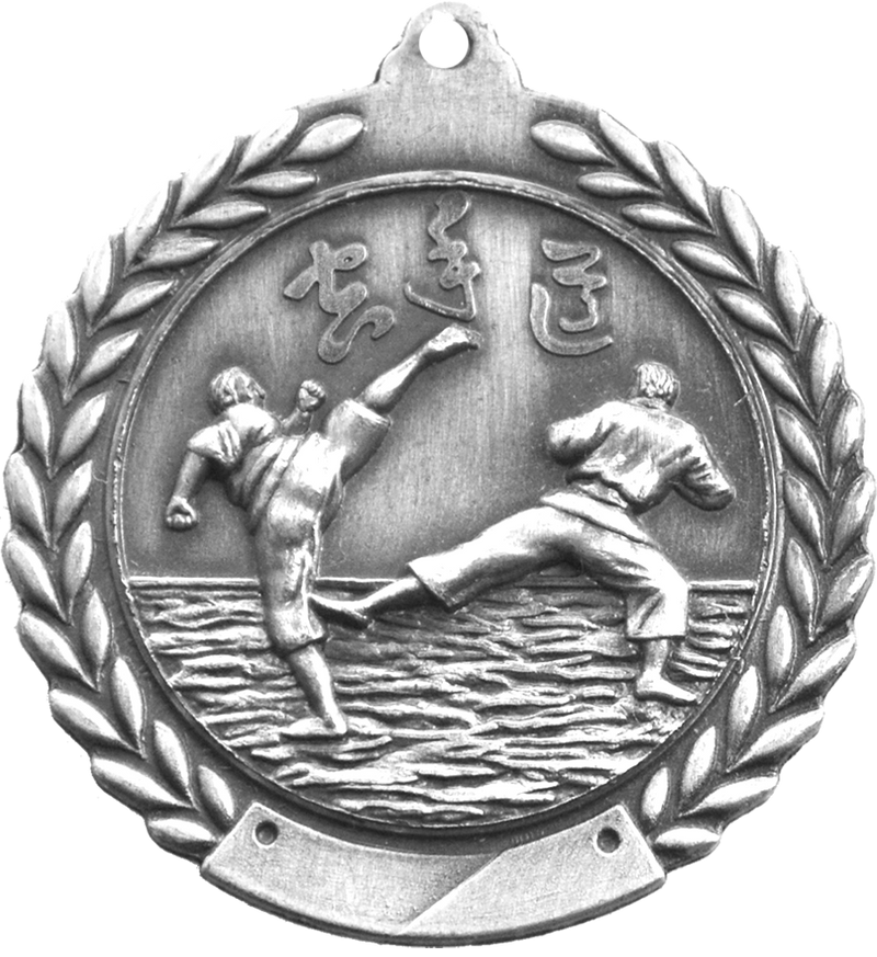 Silver 2.75" Wreath Karate Medal