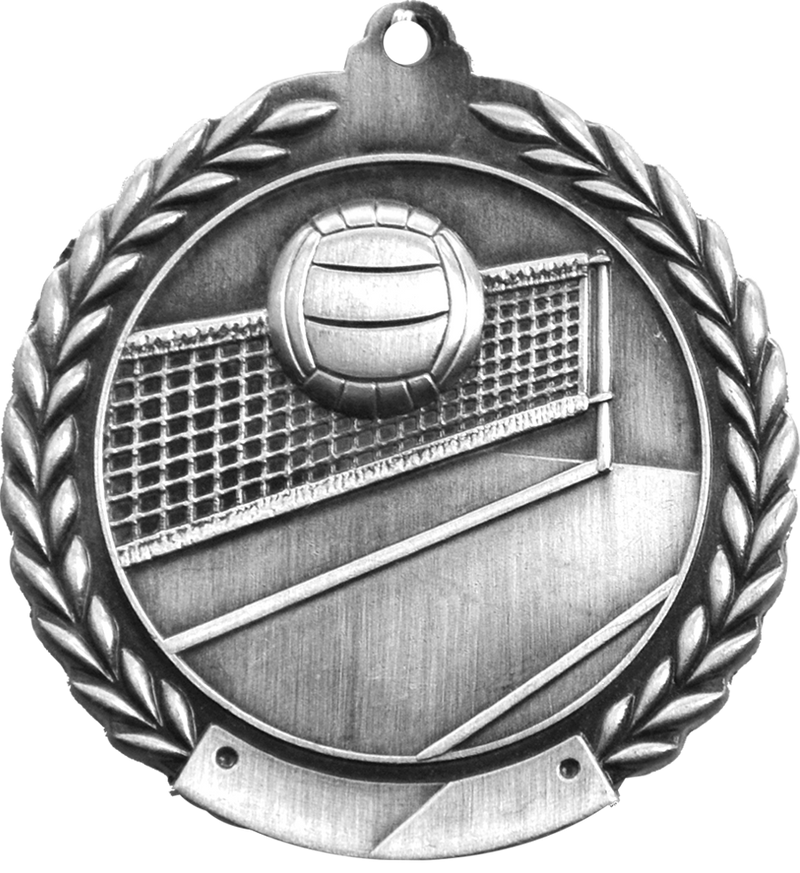 Silver 2.75" Wreath Volleyball Medal