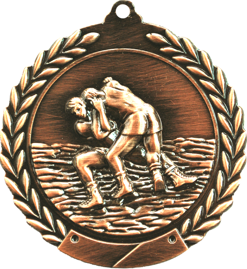 Bronze 2.75" Wreath Wrestling Medal