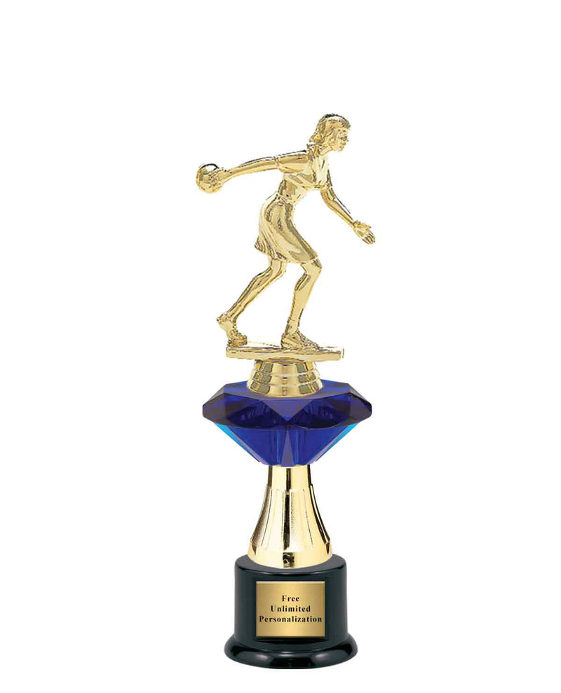 Medium Blue Jewel Riser Bowling Trophy