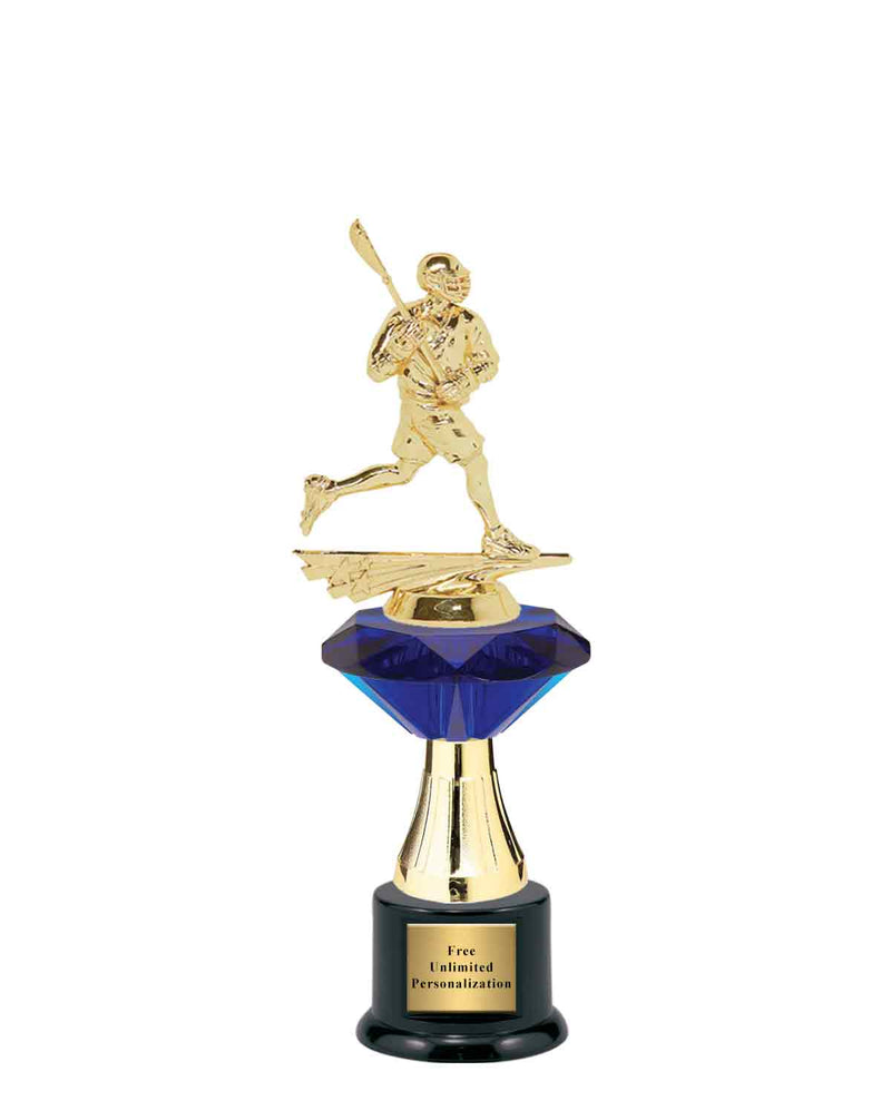 Medium Blue Jewel Riser Lacrosse Trophy