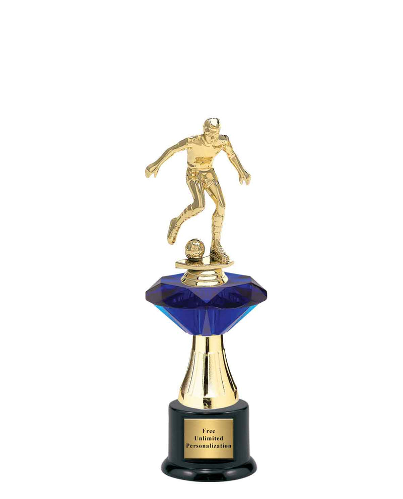 Medium Blue Jewel Riser Soccer Trophy