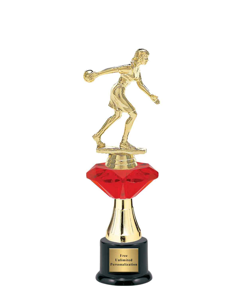 Medium Red Jewel Riser Bowling Trophy