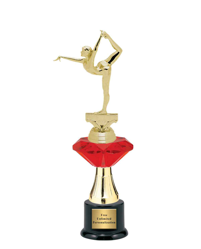 Medium Red Jewel Riser Gymnastics Trophy