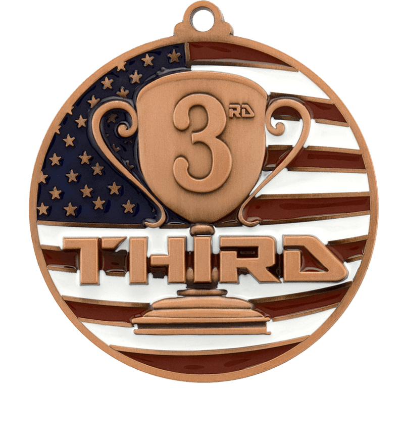 Bronze USA Flag 3rd Place Medal
