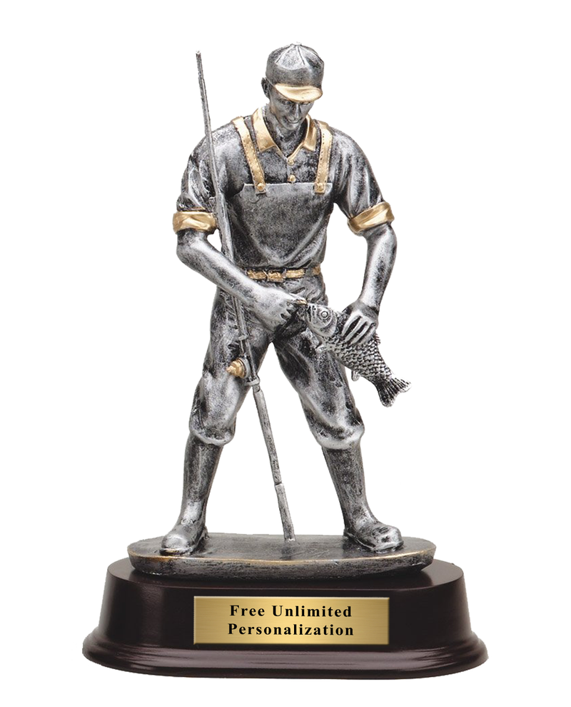 Fisherman Trophy with Gold Accents
