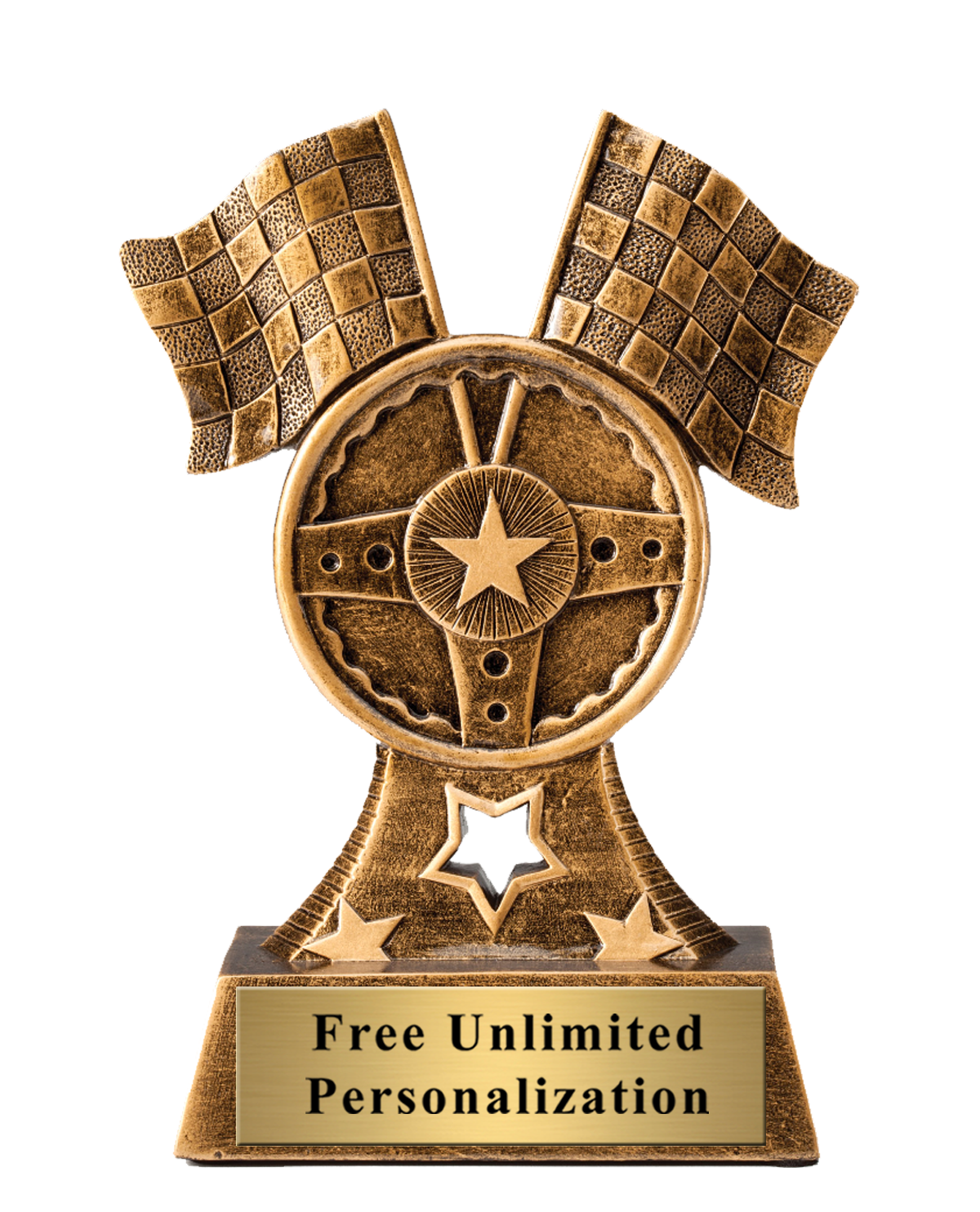 Flags and Wheel Racing Trophy