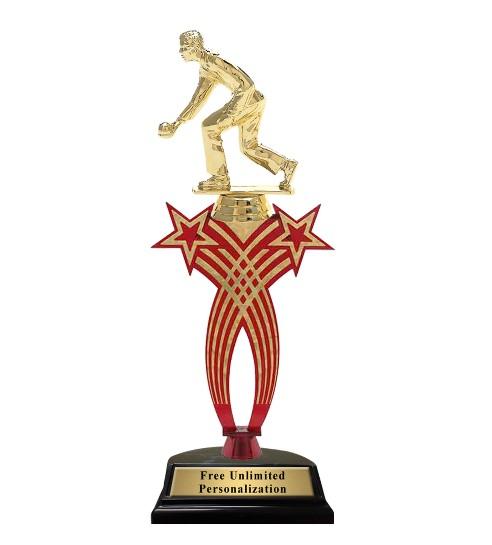 Red Crossed Star Bocce Trophy