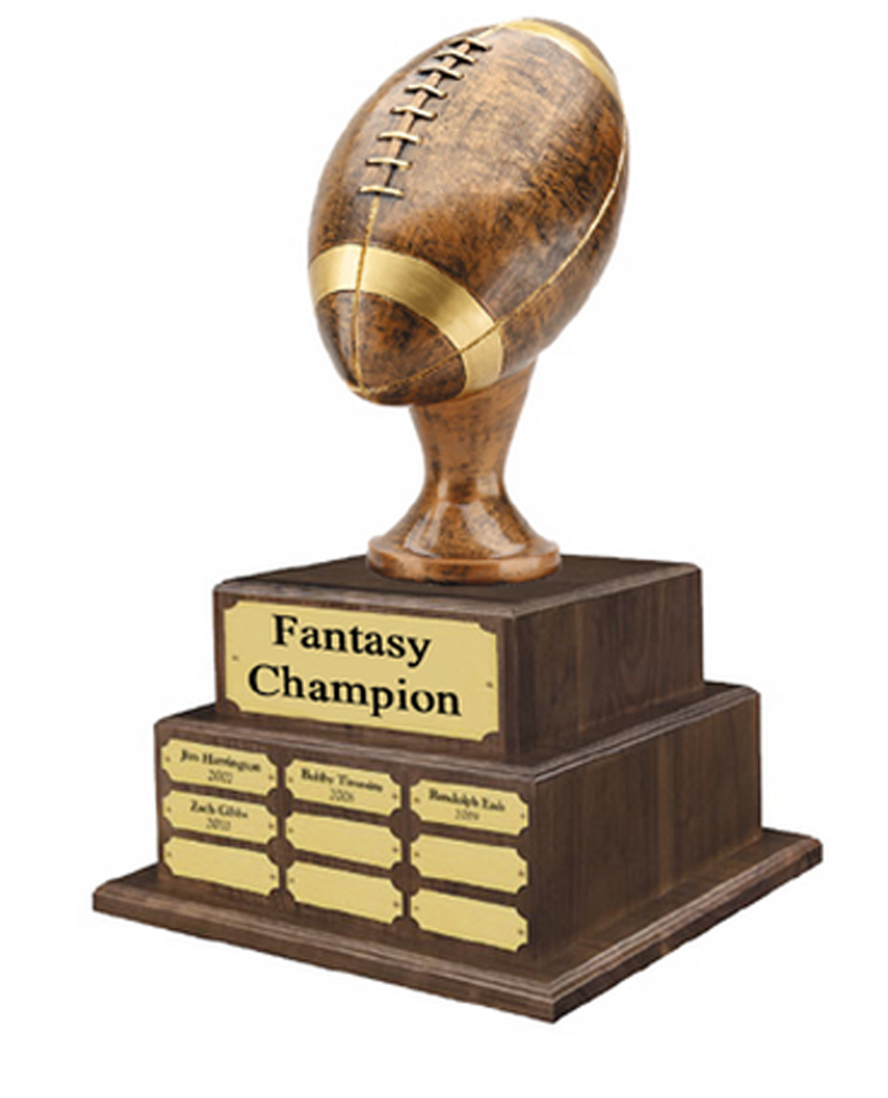 Rustic Champion Football Trophy on Cherry Perpetual Base