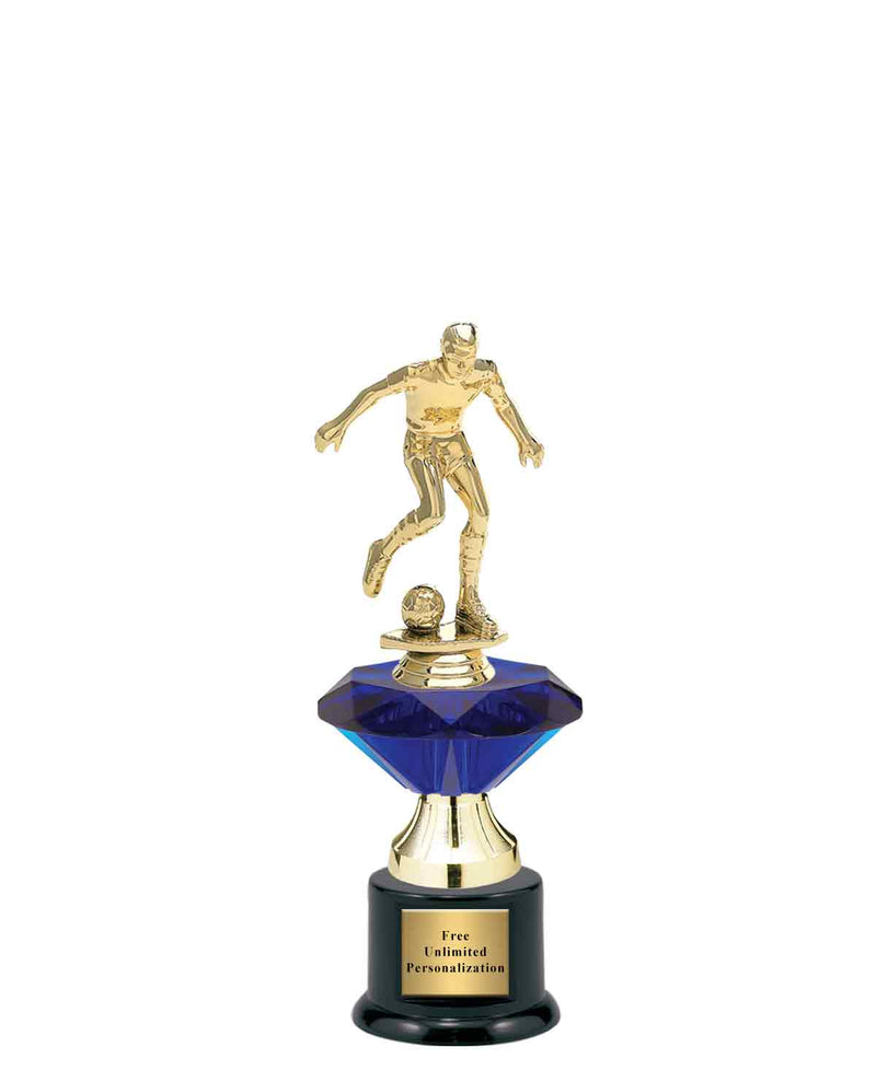 Small Blue Jewel Riser Soccer Trophy