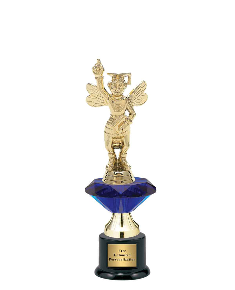 Small Blue Jewel Riser Spelling Bee Trophy