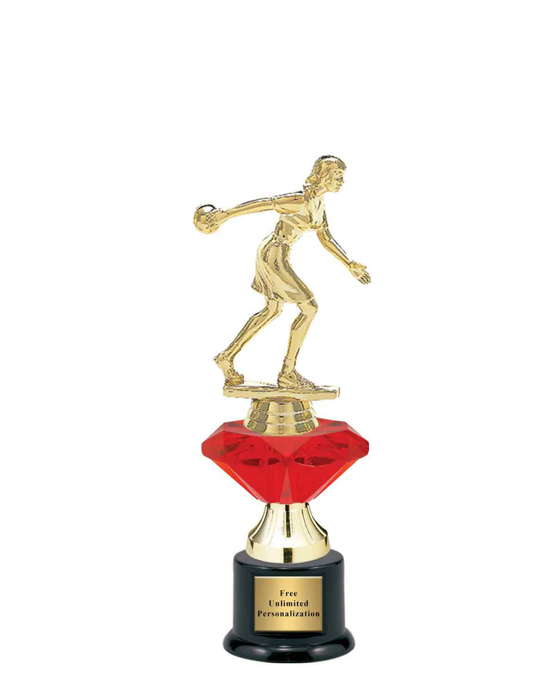 Small Red Jewel Riser Bowling Trophy
