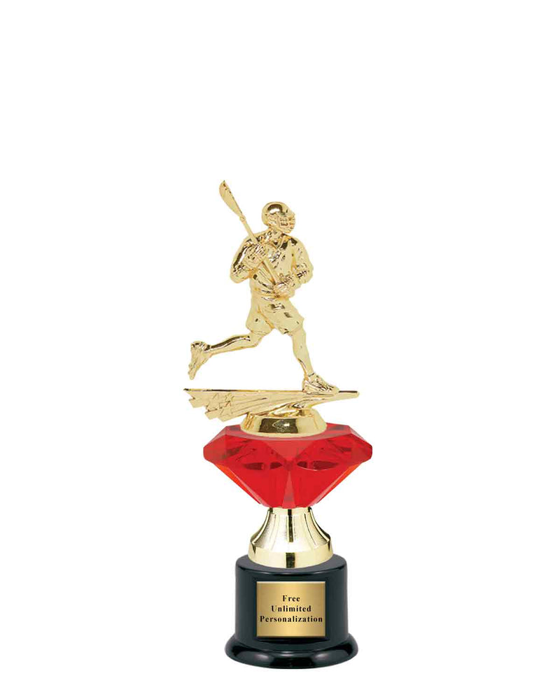 Small Red Jewel Riser Lacrosse Trophy