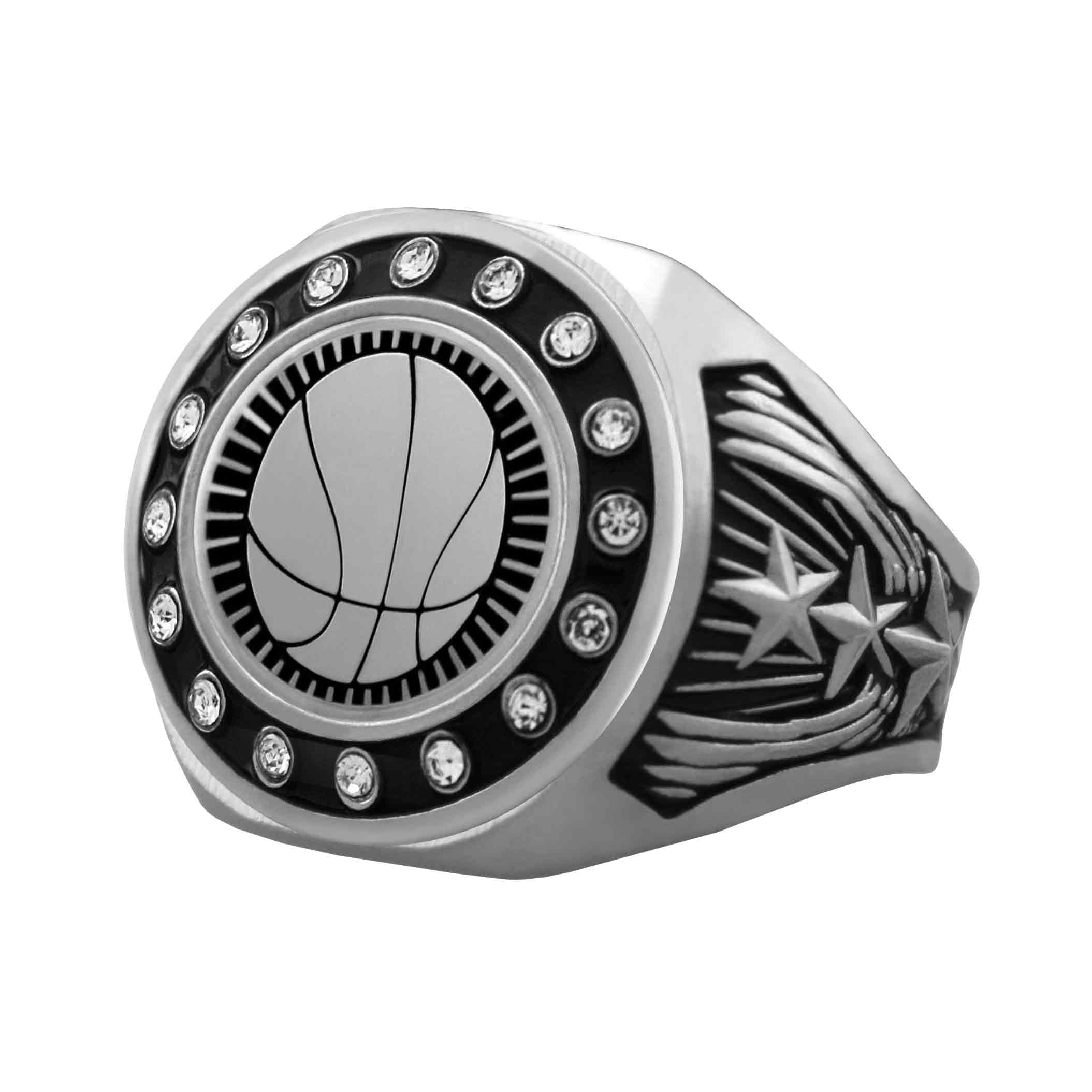 Bright Silver Basketball Championship Ring