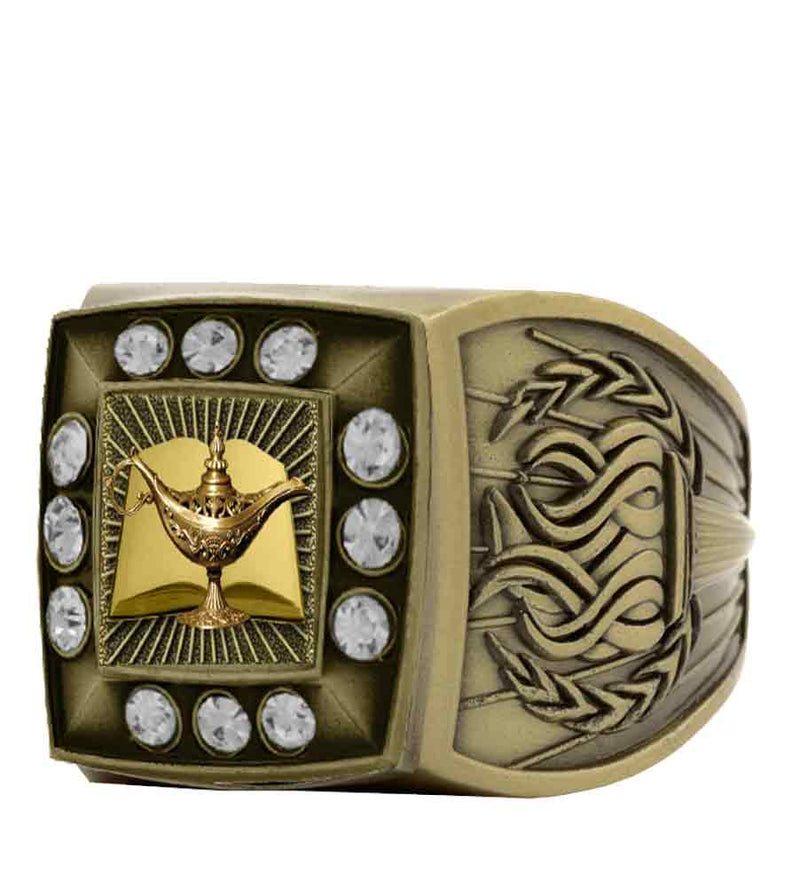 Gold Scholar Championship Ring With Stones Bezel