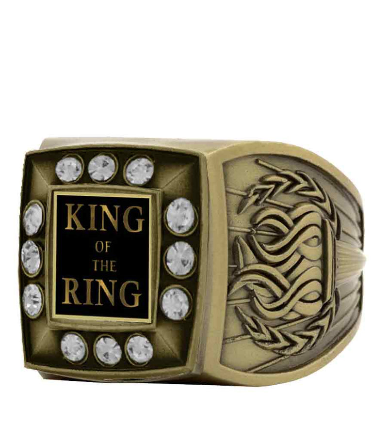 Gold Wrestling Championship Ring With Stones Bezel