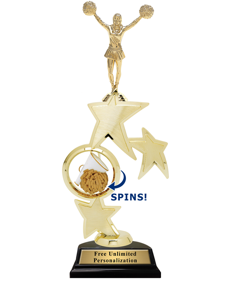 Triple Star Spin Action Cheer Trophies