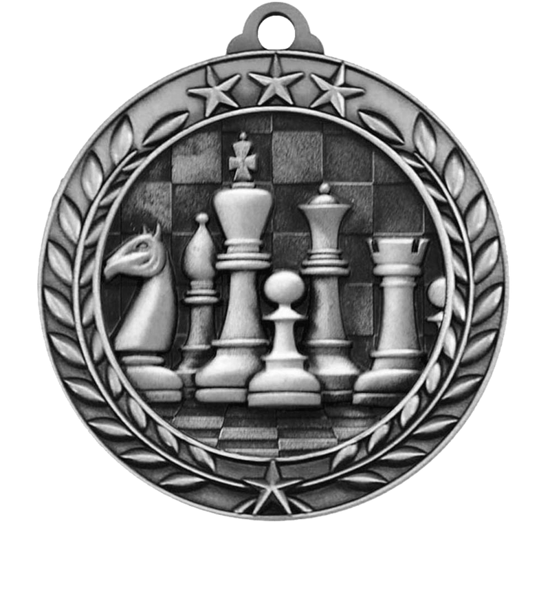 Silver Large Star Wreath Chess Medal