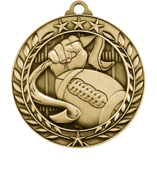 Small Star Wreath Flag Football Medal