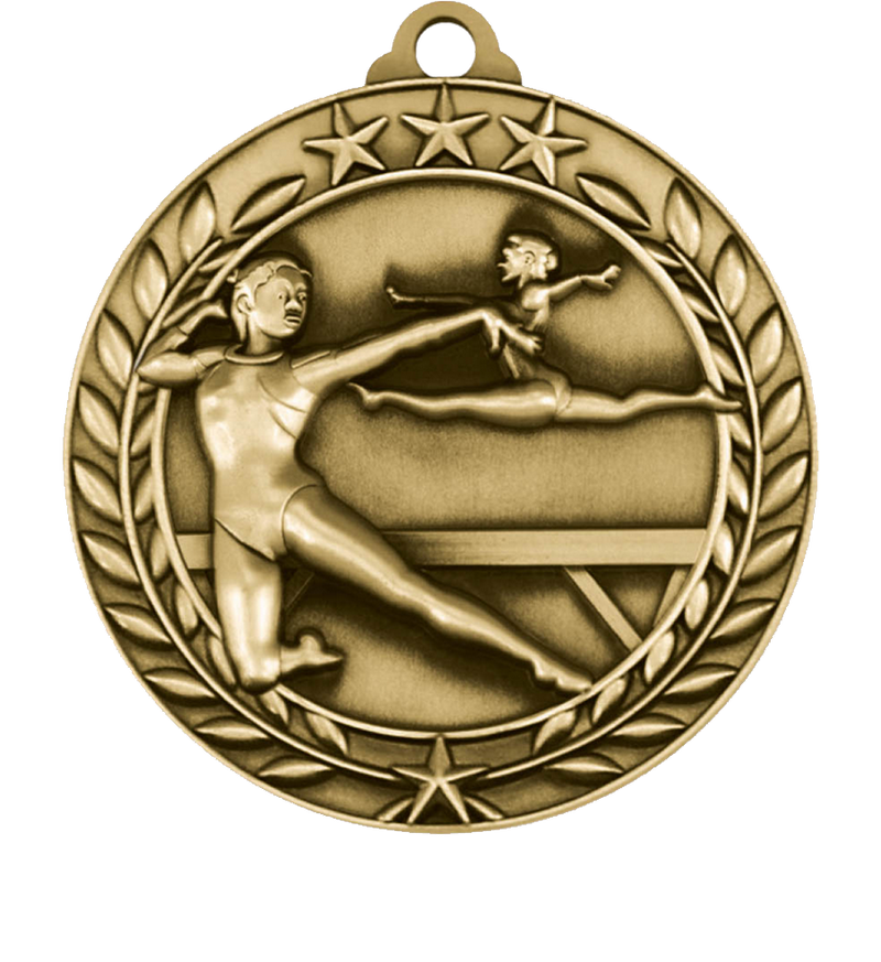 Gold Large Star Wreath Gymnastics Female Medal