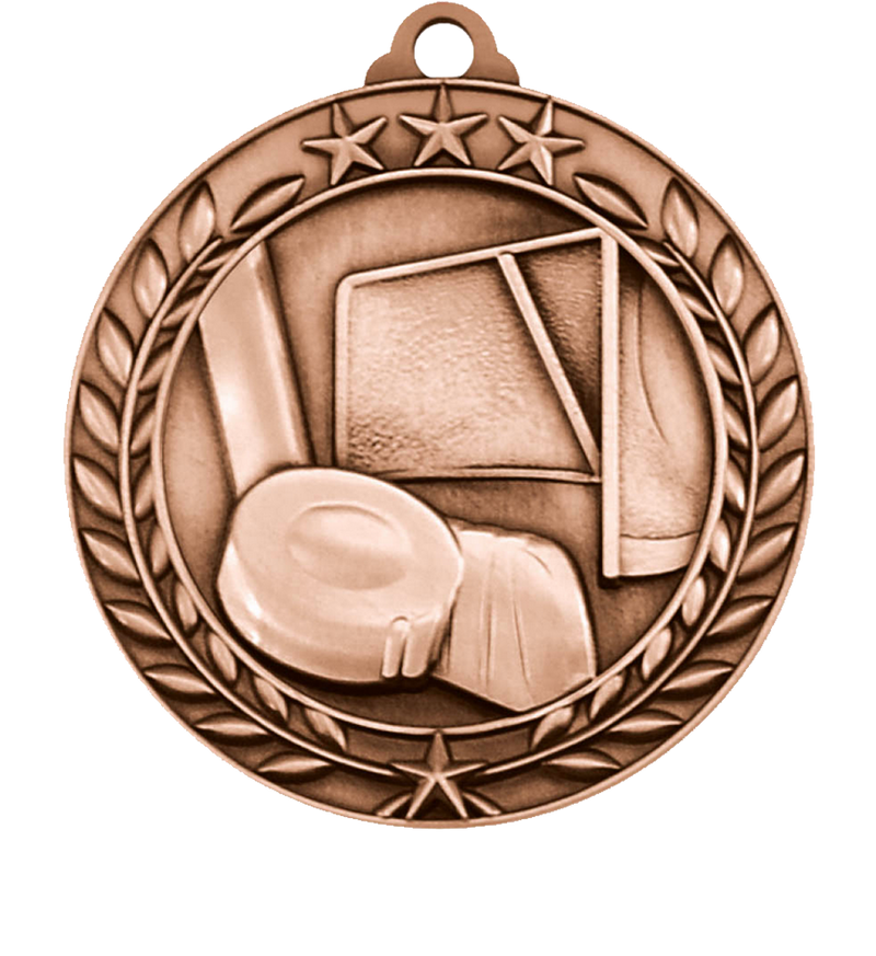 Bronze Large Star Wreath Hockey Medal