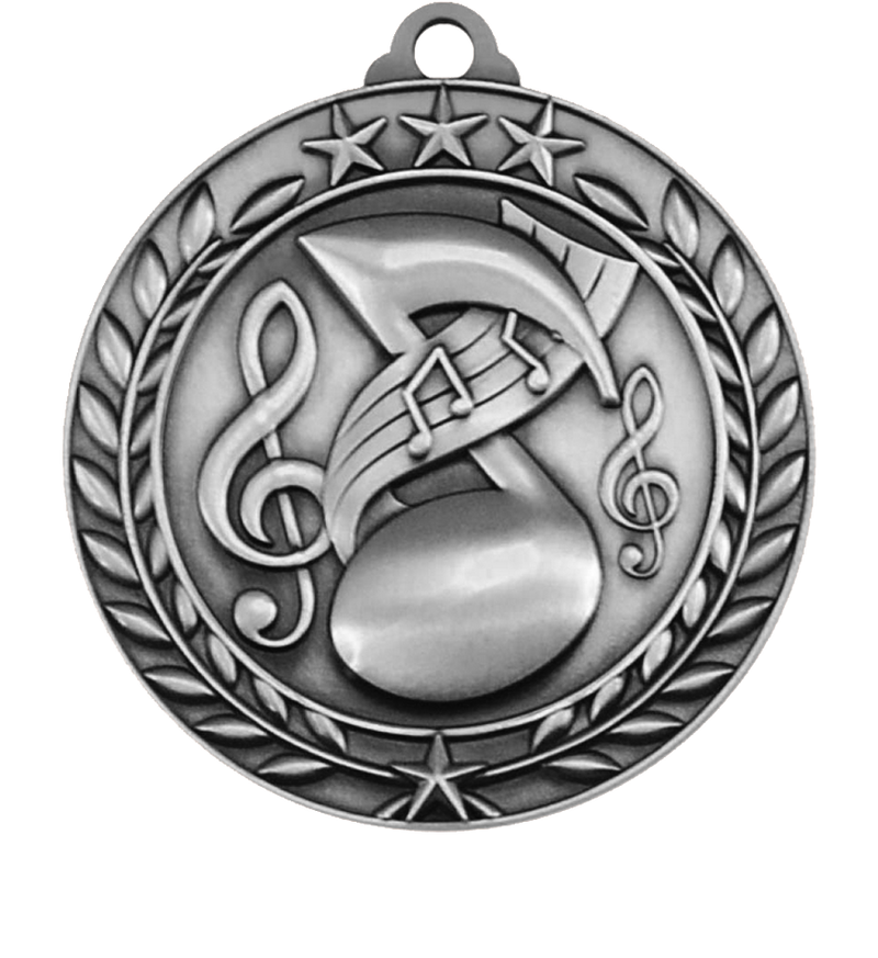 Silver Large Star Wreath Music Medal