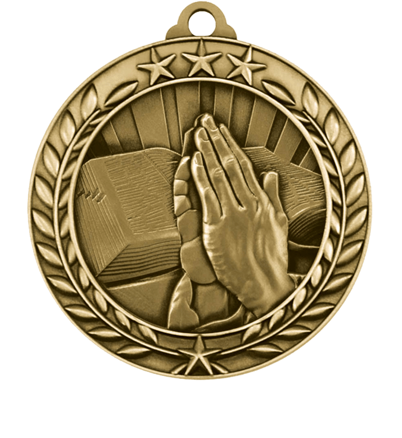 Gold Small Star Wreath Religion Medal