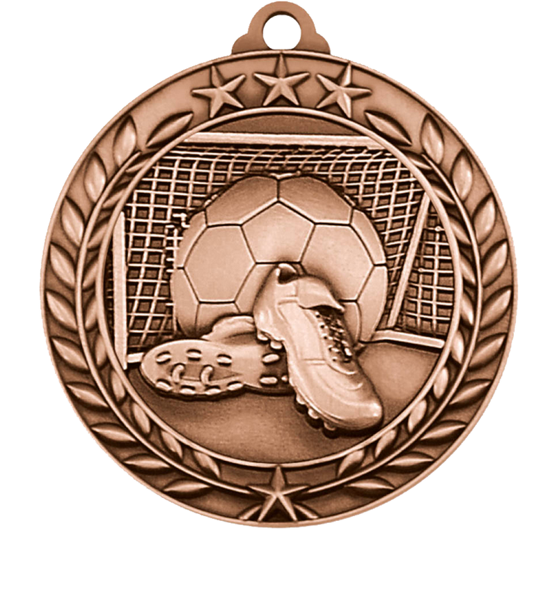 Bronze Large Star Wreath Soccer Medal