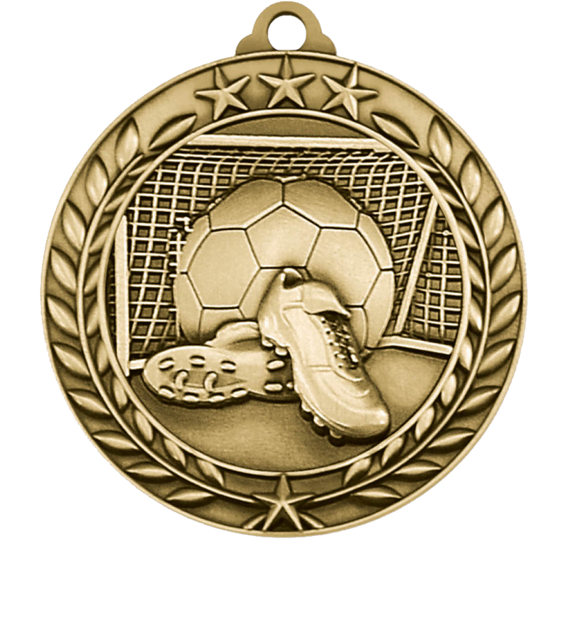 Gold Large Star Wreath Soccer Medal