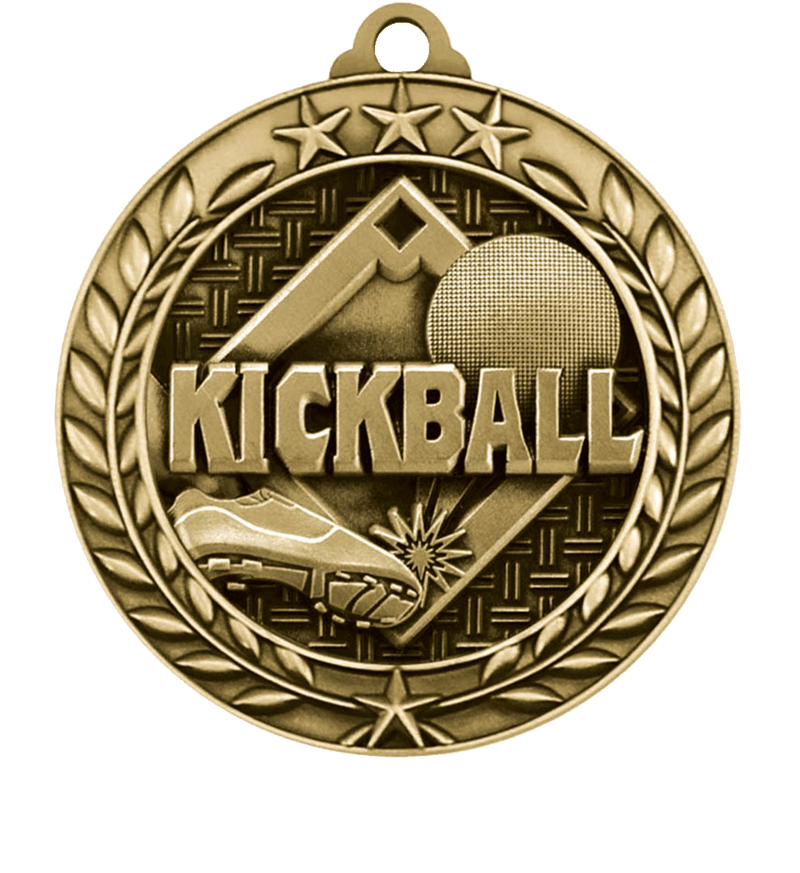 Gold Large Star Wreath Kickball Medal