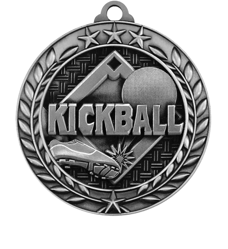 Silver Small Star Wreath Kickball Medal