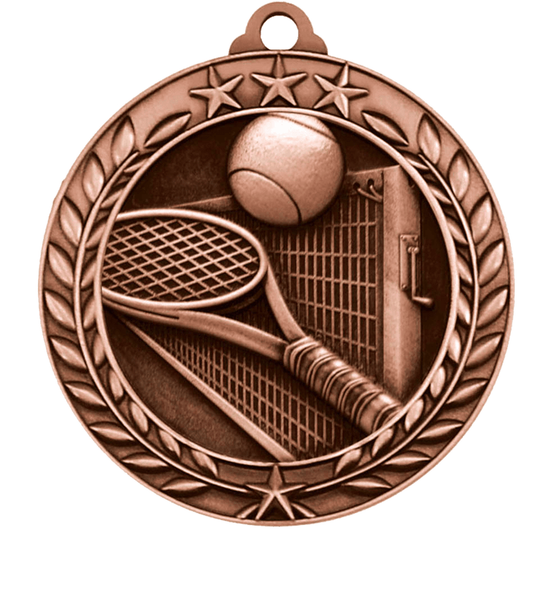 Bronze Large Star Wreath Tennis Medal