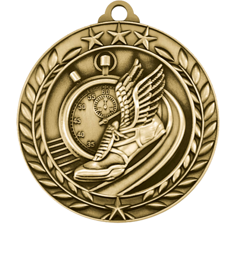 Gold Large Star Wreath Track Medal