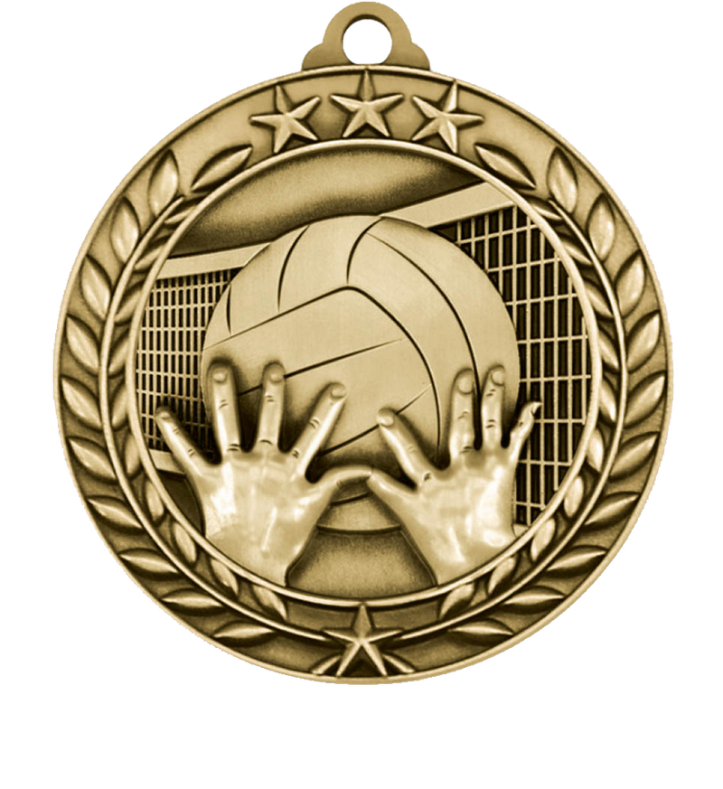 Gold Large Star Wreath Volleyball Medal