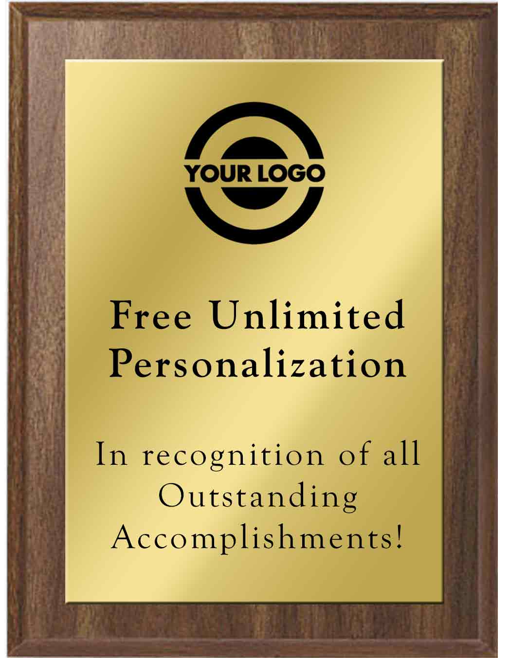 Walnut Traditional Economy Plaque With Gold Plate