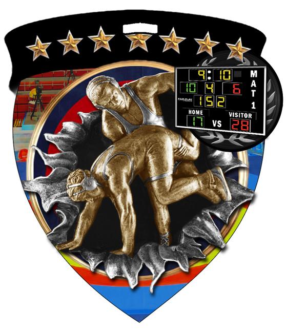 Wrestling Color Shield Medal