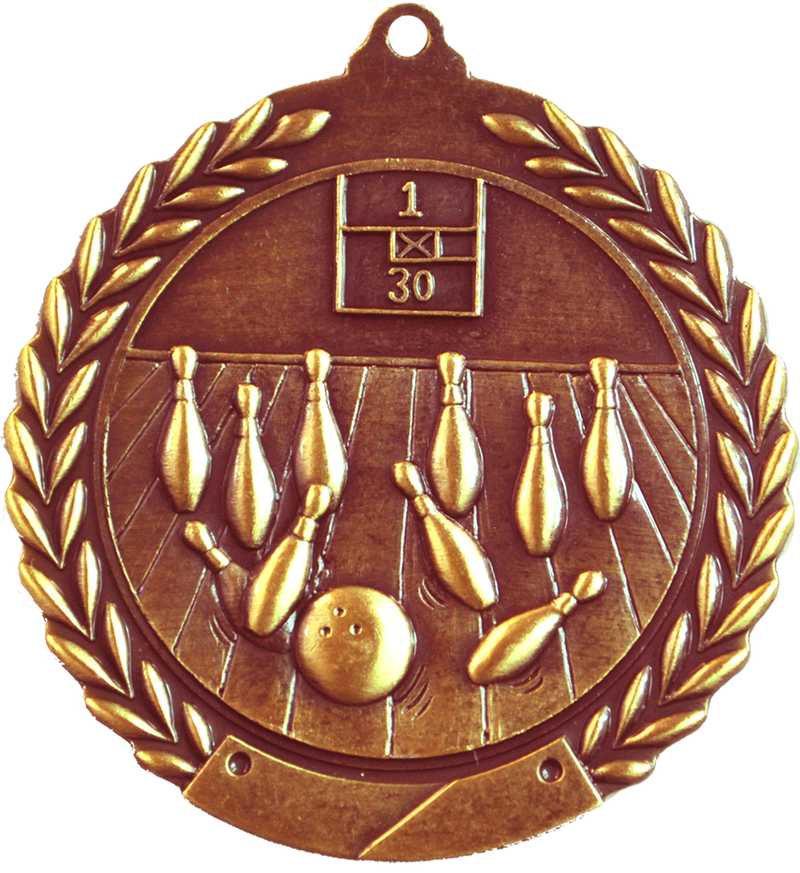 Bronze 2.75" Wreath Bowling Medal