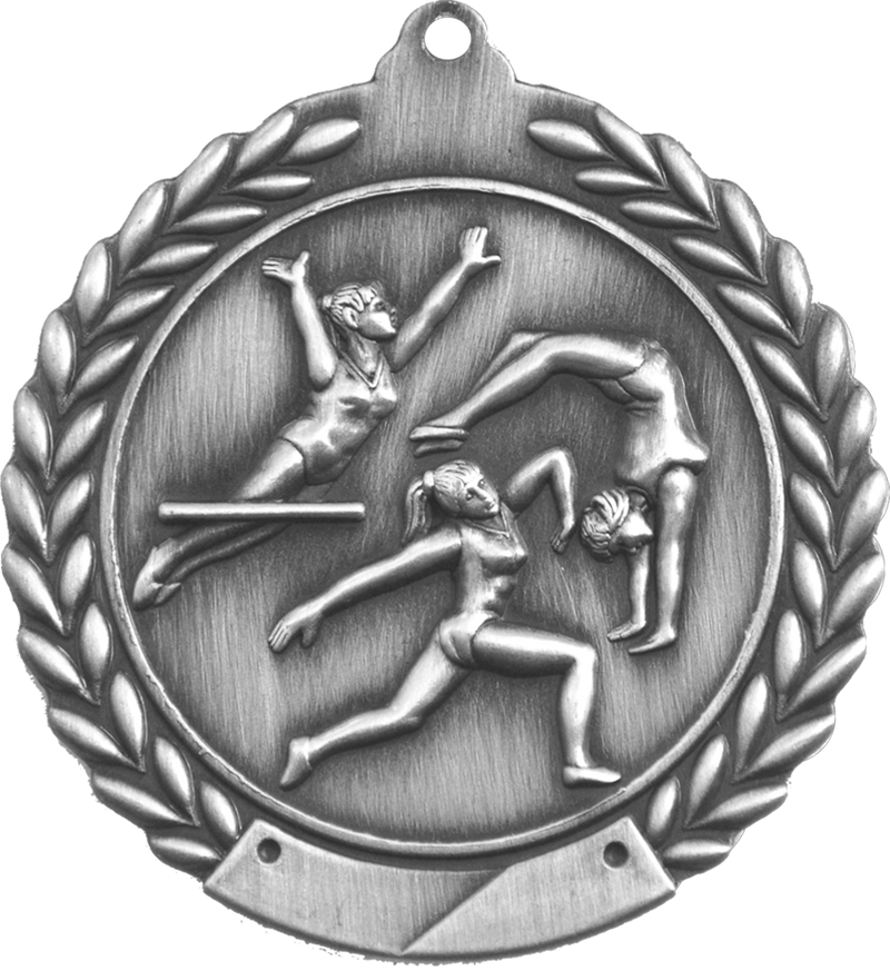 Silver 2.75" Wreath Female Gymnastics Medal